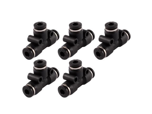 Global Bargains Black Plastic 4mm to 4mm 3 Way Air Hose Tube T Quick Joint Fitting 5 Pcs