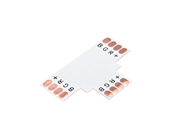 Unique Bargains 200pcs T-Shaped 4-pin Solderless Clip-on Connector for 5050 10mm RGB LED Strip