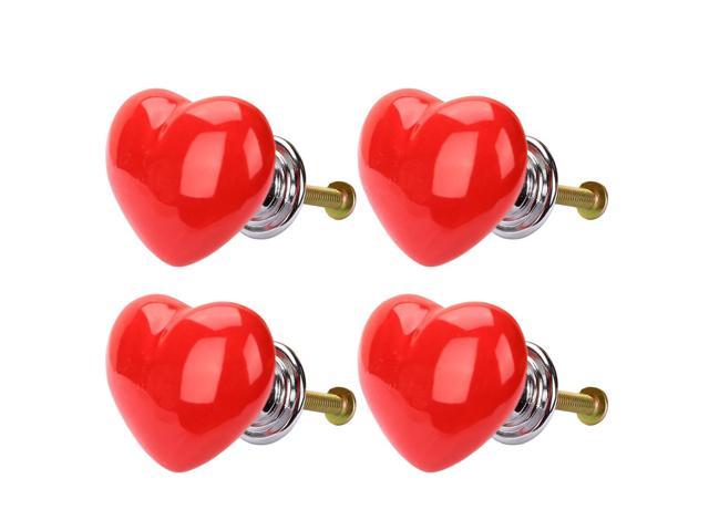 4pcs Ceramic Knobs Drawer Heart Shaped, Heart Dresser Knobs
