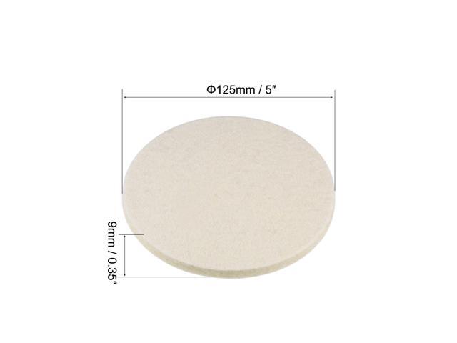 5 inch Wool Felt Polishing Pad Buffing Wheel Polish Pad Disc Flocking Hook & Loop Back for Random Orbital Sander 2pcs