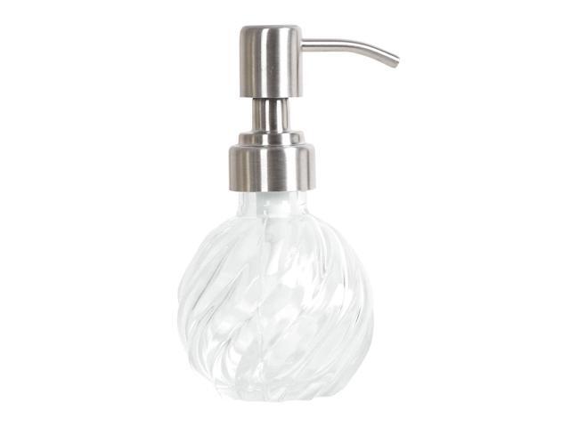 4oz Glass Soap Dispenser Bottle with Plastic Pump Refillable Clear Empty Glass Liquid Dish Soaps Bottle for Bathroom Kitchen with Pattern