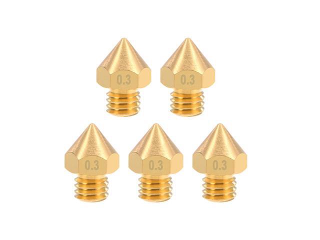 03mm 3D Printer Nozzles Head M6 Thread Replacement for MK8 175mm Extruder Print Brass 5pcs