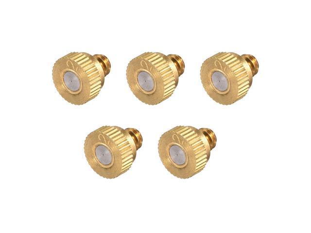 Brass Misting Nozzle - 10/24 UNC 02mm Orifice Dia Replacement Heads for Outdoor Cooling System - 5 Pcs