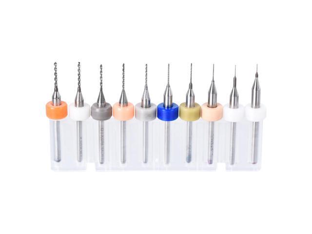 PCB Drill Bits 015mm-10mm Tungsten Carbide Rotary Tool Jewelry CNC Engraving Print Circuit Board Micro Drill Bits 1/8 Inch Shank 1 Set (10 Pcs)