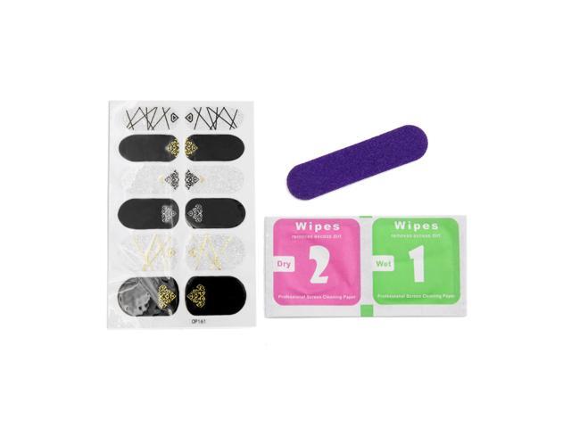 5 Sets Diamond Printed Shiny Full Cover Adhesive Nail Art Stickers Manicure DIY Nails Salon Tips Decals