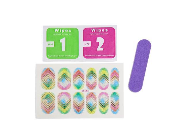 5 Sets Multicolor Glitter Adhesive Full Nail Stickers DIY Nails Art Tips Decals Decoration