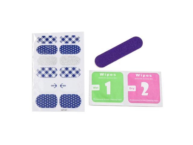 5 Sets Grid Pattern Glitter Full Cover Adhesive Nail Art Stickers Nails Polish Salon Tips Decals