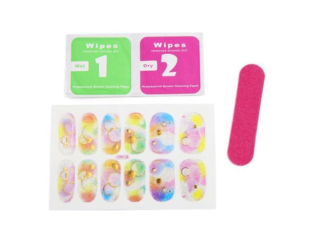 5 Sets Rings Pattern Shiny Full Cover Adhesive Nail Art Stickers Manicure DIY Nails Salon Tips Decals