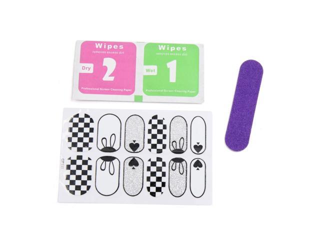 5 Sets White Black Full Cover Adhesive Nail Art Stickers DIY Nails Polish Salon Tips Decals