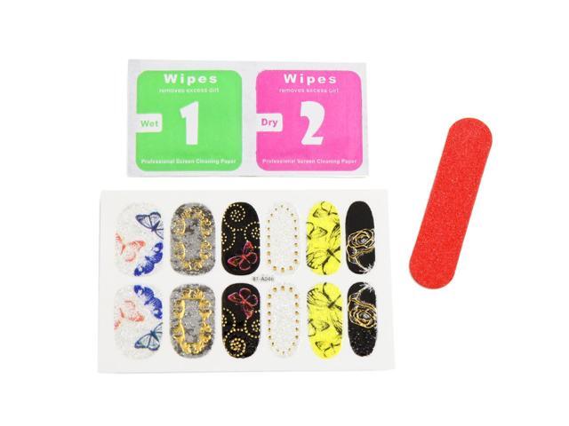 5 Sets Butterfly Flower Pattern Shiny Full Cover Adhesive Nail Art Stickers Manicure DIY Nails Salon Tips Decals