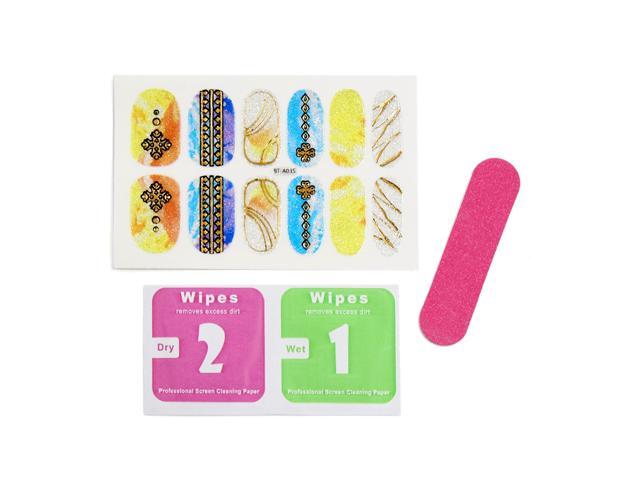 5 Sets Multicolor Shiny Full Cover Adhesive Nail Art Stickers Nails Polish Salon Tips Decals