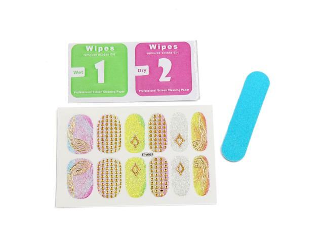 5 Sets Glitter Full Cover Adhesive DIY Nail Art Stickers Nails Polish Salon Tips Decals