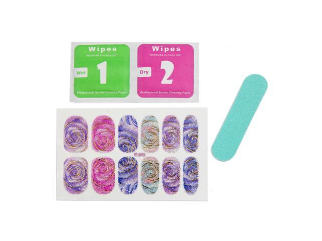 5 Sets Rose Pattern Shiny Full Cover Adhesive Nail Stickers Manicure DIY Nails Art Salon Design Tips Decals