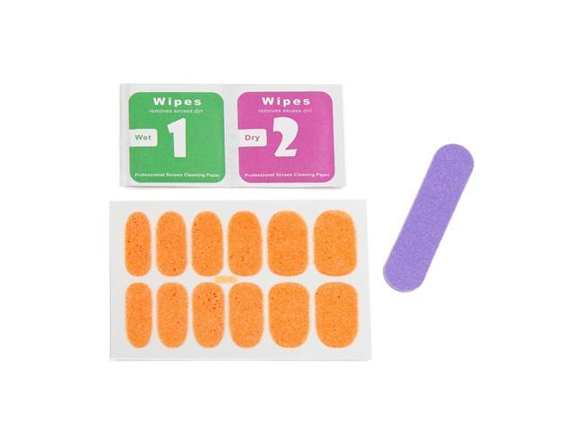 5 Sets Orange Glitter Self Adhesive Full Cover Nail Stickers Manicure DIY Nails Art Salon Design Tips Decals