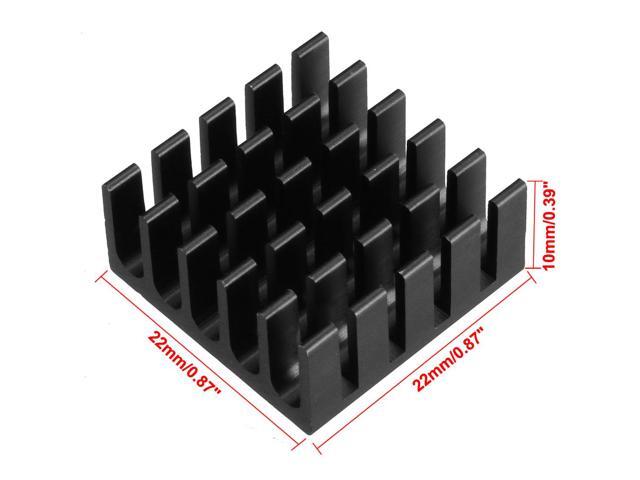 Aluminum Heatsink Cooler Circuit Board Cooling Fin Black 22mmx22mmx10mm 5Pcs for Led Semiconductor Integrated Circuit Device