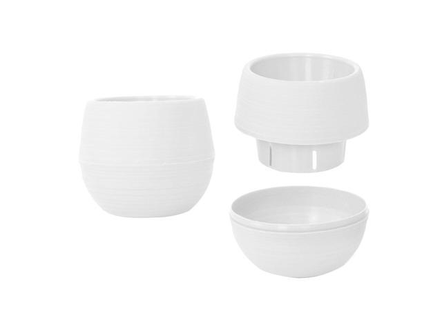 Office Plastic Round Desktop Decor Plant Holder Container Flower Pot White 2pcs