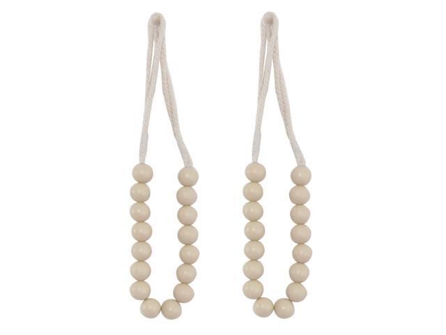Curtain Tiebacks Curtain Holdbacks Window Wooden Beads Tie Backs Clips Decorative Rope Curtain Holdback Holder Pale Orange2 Pack