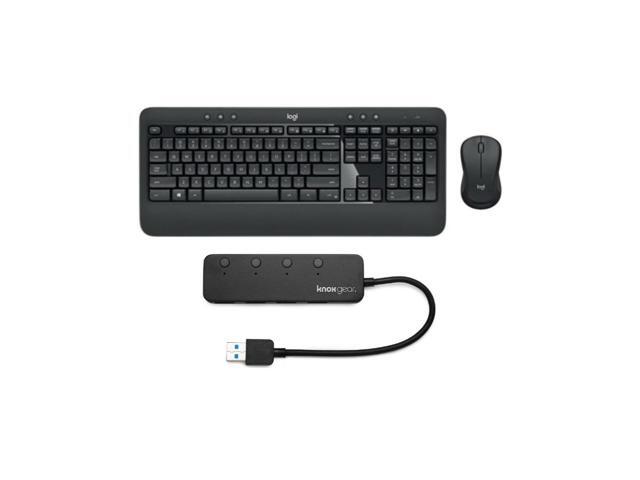Logitech MK540 Wireless Keyboard Mouse Combo Bundle with Knox 4-Port USB 30 Hub