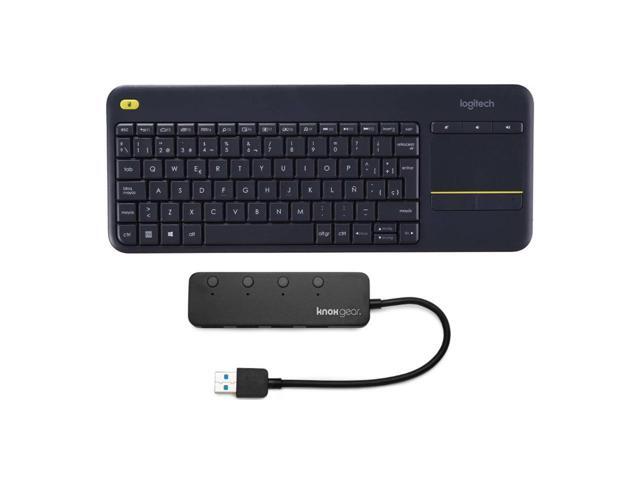 Logitech K400 Plus Wireless HTPC Keyboard for PC Connected TVs and Knox USB Hub