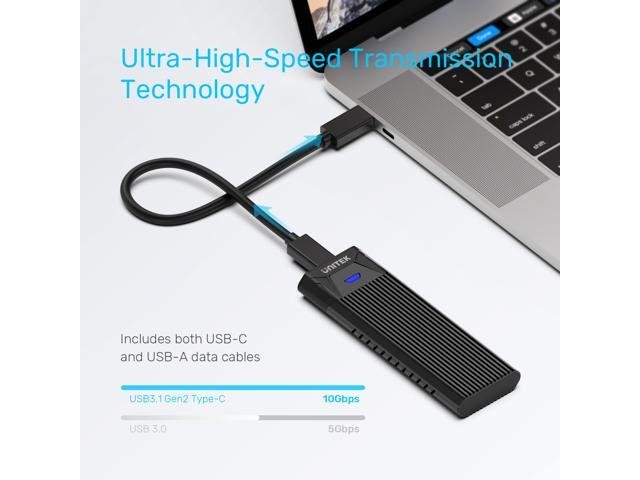 M2 NVMe SSD Enclosure Unitek Tool-Free Portable Aluminum USB31 Gen2 (10Gbps) Type-C to NVME PCI-E M-Key Hard Drive External Enclosure Support