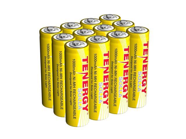 Tenergy Solla Rechargeable NiMH AA Battery 1000mAh Solar Batteries for Solar Garden Lights Anti-Leak Outdoor Durability 5+ Years Performance