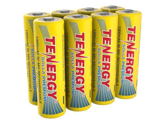 Tenergy Solla Premium Rechargeable NiMH AA Battery 1300mAh Solar Batteries for Solar Garden Lights Anti-Leak Outdoor Durability 5+ Years