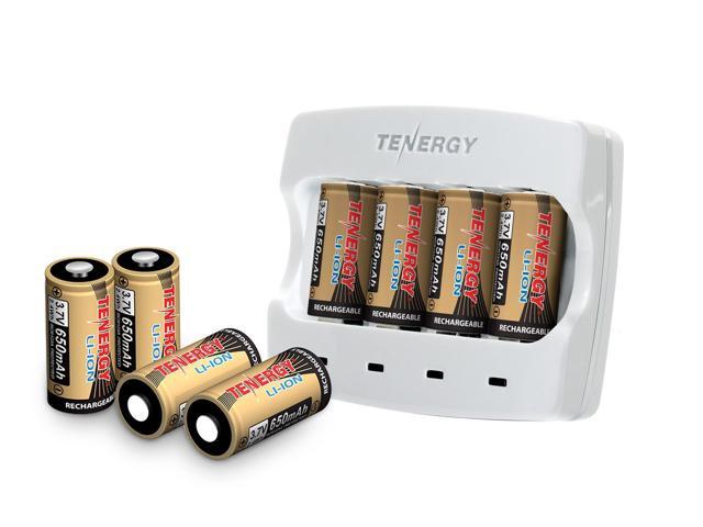 Arlo Certified: Tenergy 37V Arlo Battery Fast Charger and 650mAh RCR123A Li-ion Rechargeable Batteries for Arlo Wireless Security Cameras