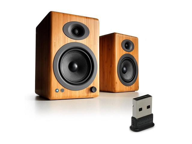 Audioengine A5+ Wireless Bamboo Speakers with Plugable USB Bluetooth Adapter