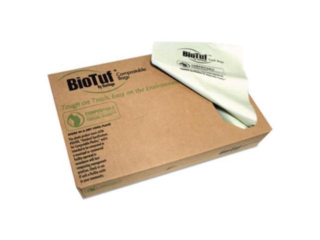 Biotuf Compostable Can Liners, 45 gal, 0.9 mil, 40" x 46", Green, 100/Carton