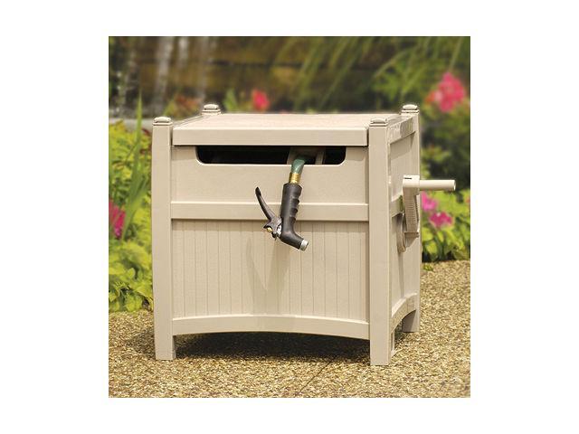 Suncast Slide Trak 100 Foot Resin Garden Hose Reel Hideaway with Hose Guide