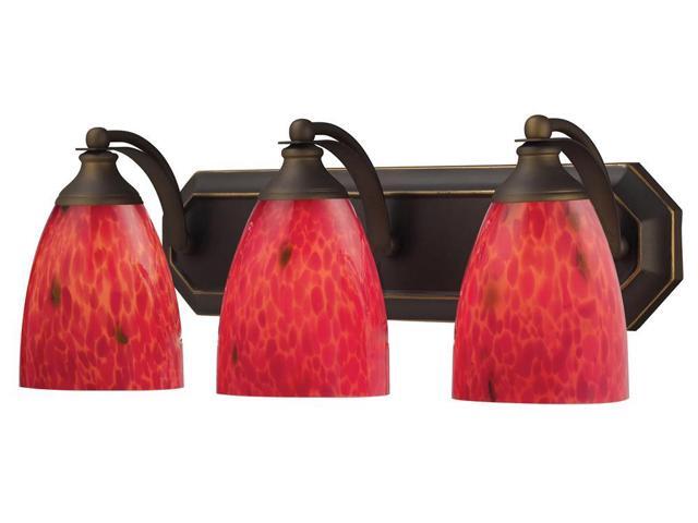 Elk Lighting 3 Light Vanity in Aged Bronze and Fire Red Glass - 570-3B-FR-LED