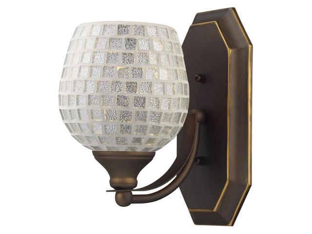 Elk 1 Light Vanity in Aged Bronze and Silver Mosaic Glass - 570-1B-SLV-LED