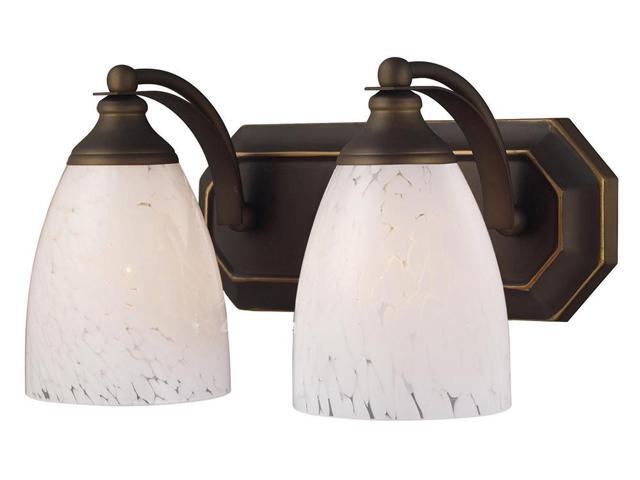 Elk Lighting 2 Light Vanity in Aged Bronze and Snow White Glass - 570-2B-SW-LED