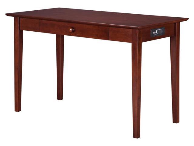 24 in Desk with Drawer and Charging Station Walnut Finish