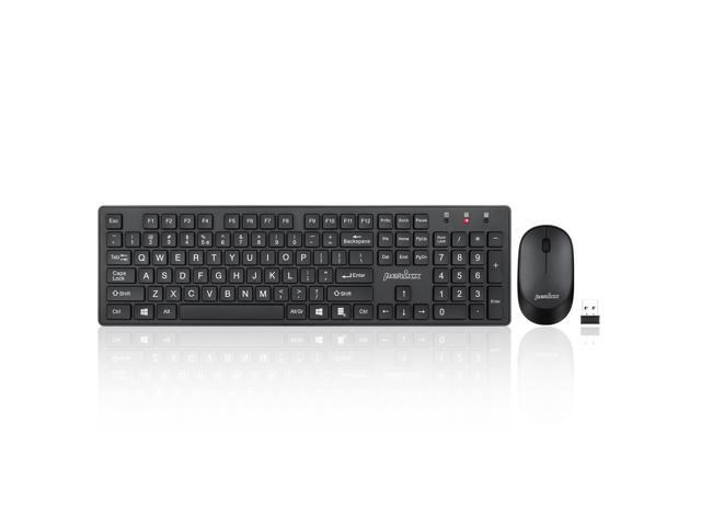 Perixx PERIDUO-717 Wireless Standard Keyboard and Mouse Combo-Set with Big Print Letter Black