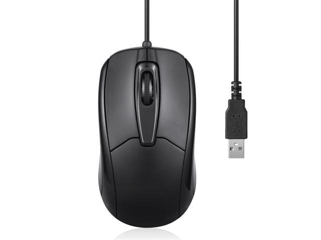Perixx PERIMICE-209U Wired USB Mouse with Scroll Wheel for Left or Right-hand Use for Computers and Laptops Black