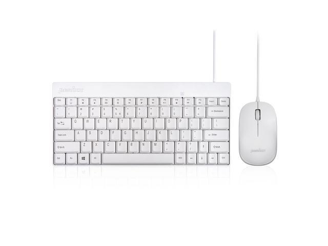 Perixx PERIDUO-212W Wired Mini Keyboard and Mouse Set USB Connection White