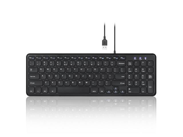 Perixx PERIBOARD-213U Wired Silent USB Scissor Keyboard - 1445x476x070 Inches Compact Design with Number Pad - Black - US English Layout