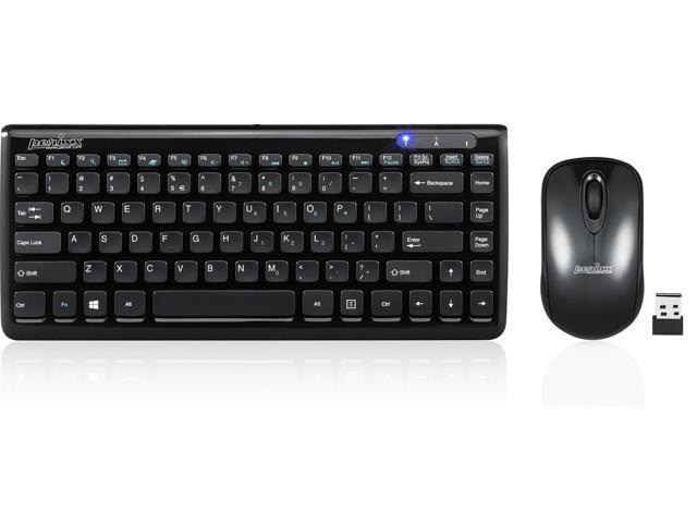 Perixx PERIDUO-707B PLUS Wireless Mini Keyboard and Mouse Combo - Piano Black - 1260'x555'x098' Dimension - 128 Bit AES Encryption - Brand