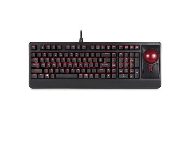 Perixx PERIBOARD-322 Wired RGB Backlit Trackball Keyboard with 2 Hubs Illuminated Mechanical Keyboard with Big Optical Trackball and Scrolling