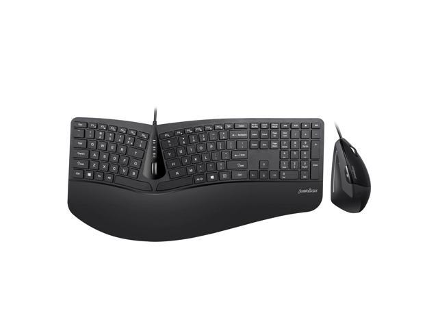 Perixx PERIDUO-505 Ergonomic Split Keyboard and Vertical Mouse Combo with Adjustable Palm Rest and Membrane Low Profile Keys