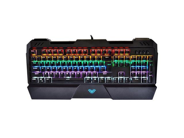 AULA Sapphire LED Backlit Mechanical Gaming Keyboard with Blue Switch 104 Keys Ergonomic keyboard USB Wired Keyboard for Computer