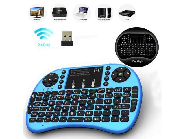 Rii i8+ 24Ghz Mini Wireless Keyboard w/BACKLIGHT for Raspberry PI Kodi PC PS4 (Blue)