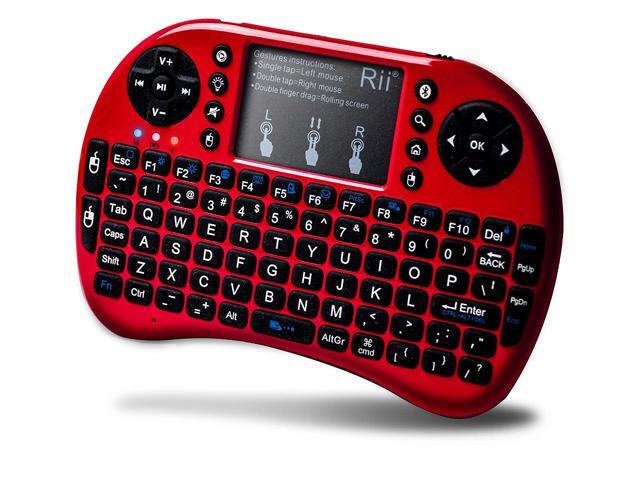 Rii 24GHz Mini Wireless Keyboard with Touchpad & QWERTY Keyboard LED Backlit Portable Keyboard Wireless for
