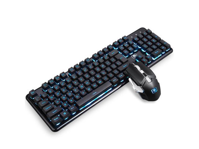 Wireless Keyboard and Mouse Combo Rechargable Backlit Waterproof Keyboard 24GHz Dropout-Free Connection Long Battery Life Wireless Moues for