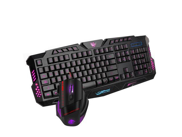Wired Gaming Keyboard and Mouse Three-Color Backlit Gaming Keyboard with Multimedia Keys and Colorful Backlit 3200dpi Mouse for Laptop PC Gamers