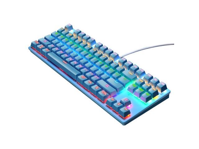 LED Backlit Mechanical Gaming Keyboard Compact 87 Key Mechanical Computer Keyboard USB Wired Blue Switches for Windows PC Gamers