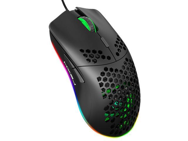 RGB Gaming Mouse with Honeycomb Shell Ultraweave Cable 6400 DPI Optical Programmable Wired Mouse