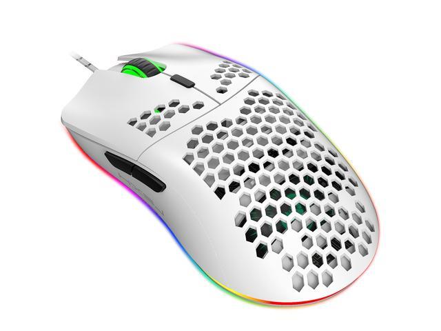 RGB Gaming Mouse with Honeycomb Shell Ultraweave Cable 6400 DPI Optical Programmable Wired Mouse
