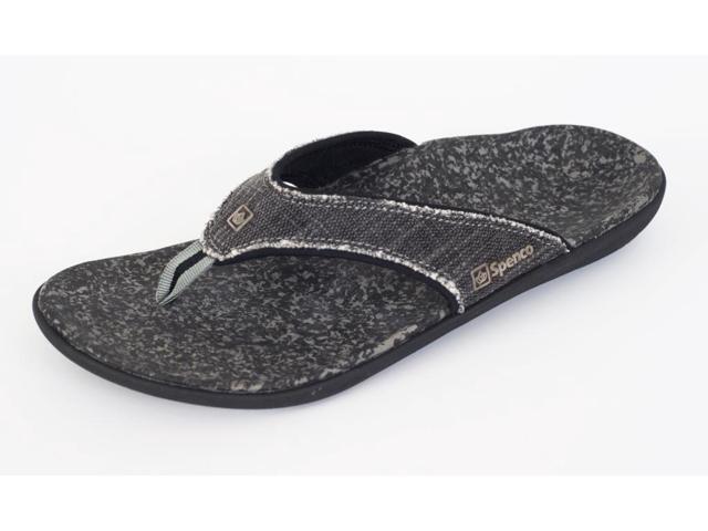 Spenco Yumi Men's Orthotic Flip Flops Black Canvas